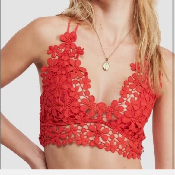 Intimately Free People Women's Miss Dazie Bralette Red Size S Solid - Picture 3 of 7